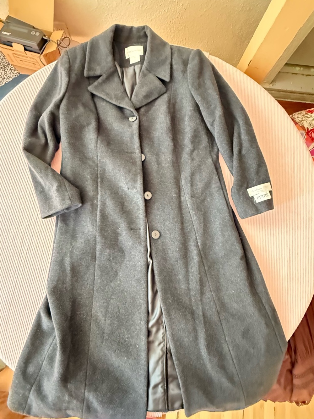 Worthington Charcoal Gray Long Wool-Blend Trench Coat